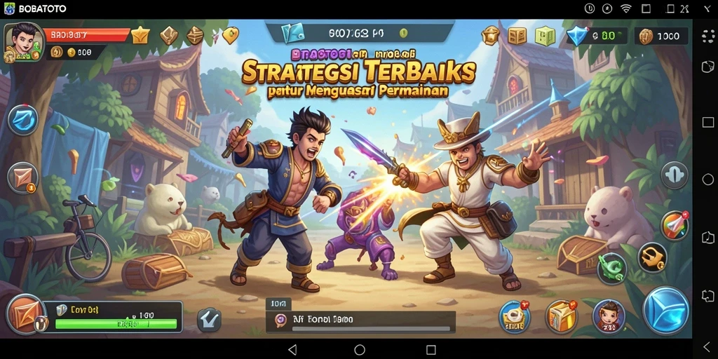Tampilan gameplay BOBATOTO dengan aksi strategi yang mendebarkan.