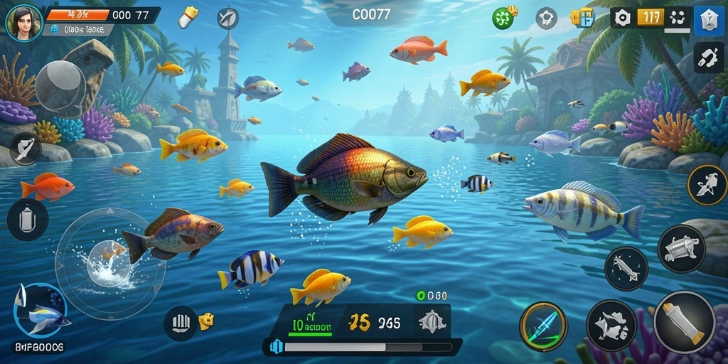 Screenshot utama COO77 menampilkan serunya gameplay Tembak Ikan.