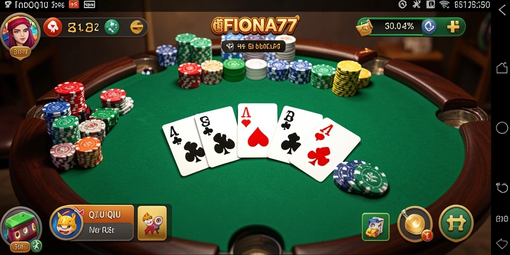Tampilan gameplay menarik dari FIONA77 dengan kartu QiuQiu.