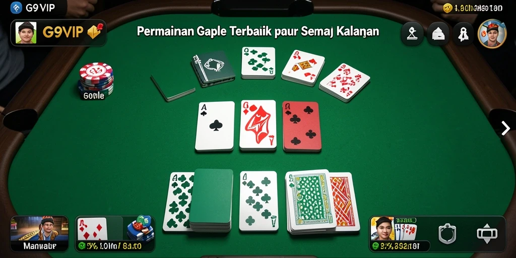 Tampilan gameplay seru dalam G9VIP yang menampilkan strategi Gaple.