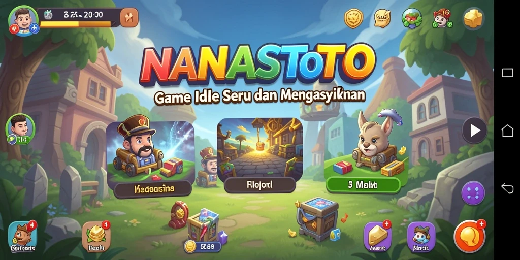Tampilan gameplay NANASTOTO dengan karakter dan dunia yang penuh warna.