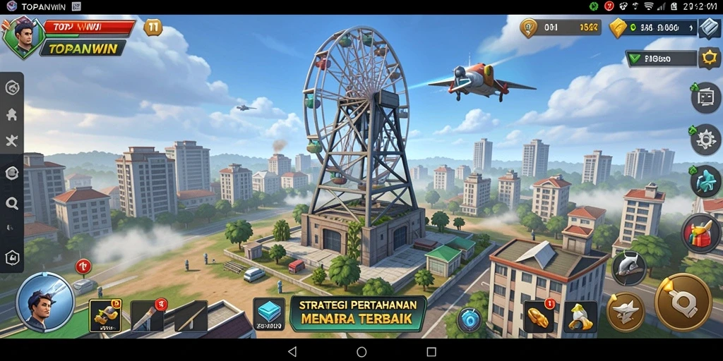 Tampilan gameplay intens dari TOPANWIN dalam aksi Tower Defense.